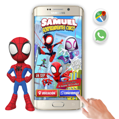 Spidey y sus Sorprendentes Amigos Spiderman – Invitación Interactiva de Cumpleaños para WhatsApp
