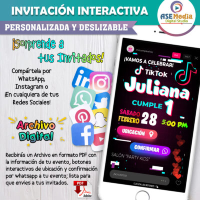 TikTok Tik Tok – Invitación Interactiva de Cumpleaños para WhatsApp