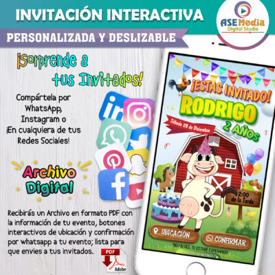 La Vaca Lola Granja – Invitación Interactiva de Cumpleaños para WhatsApp