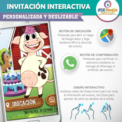 La Vaca Lola Granja – Invitación Interactiva de Cumpleaños para WhatsApp