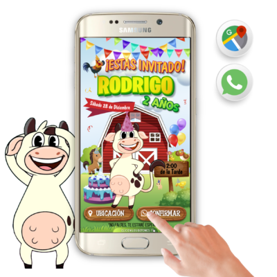 La Vaca Lola Granja – Invitación Interactiva de Cumpleaños para WhatsApp