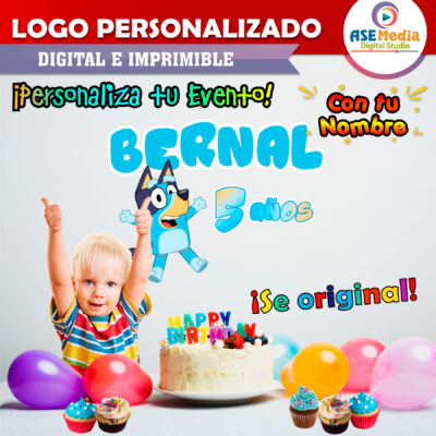 Bluey Logo Personalizado con Nombre para Cumpleaños Mod. 02 - Imagen 3