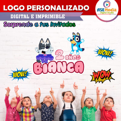 Bluey y Muffin Logo Personalizado con Nombre para Cumpleaños - Imagen 5
