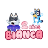 Bluey y Muffin Logo Personalizado con Nombre para Cumpleaños