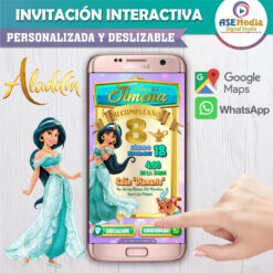 Aladdin, Princesa Jazmín – Invitación Interactiva de Cumpleaños para WhatsApp