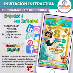 Aladdin, Princesa Jazmín – Invitación Interactiva de Cumpleaños para WhatsApp