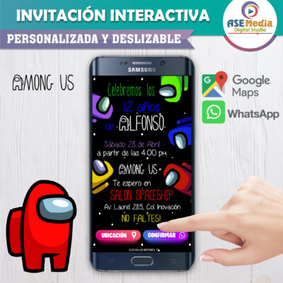 Among Us Impostores – Invitación Interactiva de Cumpleaños para WhatsApp