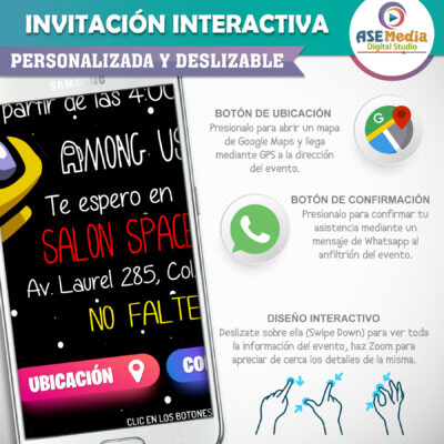 Among Us Impostores – Invitación Interactiva de Cumpleaños para WhatsApp