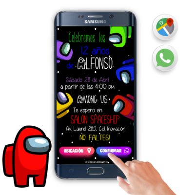 Among Us Impostores – Invitación Interactiva de Cumpleaños para WhatsApp