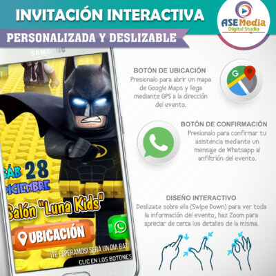 Batman LEGO – Invitación Interactiva de Cumpleaños para WhatsApp
