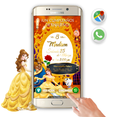 La Bella y La Bestia – Invitación Interactiva de Cumpleaños para WhatsApp