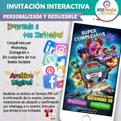 Paw Patrol The Mighty Movie – Invitación Interactiva de Cumpleaños para WhatsApp