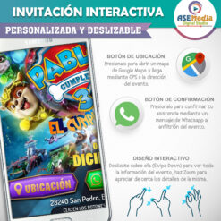 Paw Patrol The Mighty Movie – Invitación Interactiva de Cumpleaños para WhatsApp