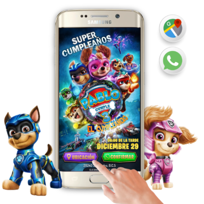 Paw Patrol The Mighty Movie – Invitación Interactiva de Cumpleaños para WhatsApp