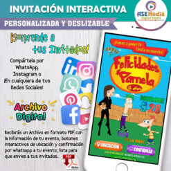 Phineas y Ferb – Invitación Interactiva de Cumpleaños para WhatsApp
