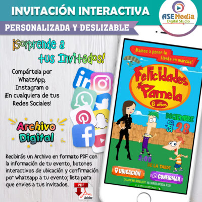 Phineas y Ferb – Invitación Interactiva de Cumpleaños para WhatsApp