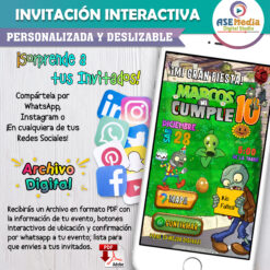 Plantas Vs Zombies 02 – Invitación Interactiva de Cumpleaños para WhatsApp