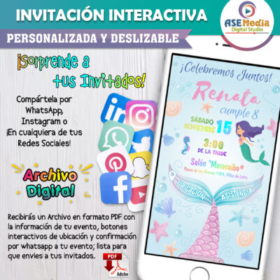 Sirenas – Invitación Interactiva de Cumpleaños para WhatsApp