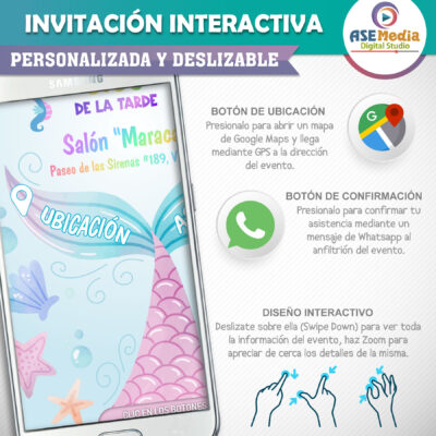 Sirenas – Invitación Interactiva de Cumpleaños para WhatsApp