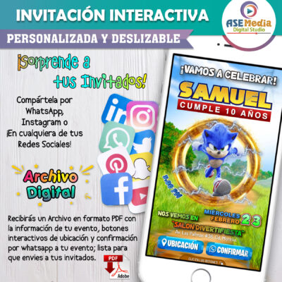Sonic – Invitación Interactiva de Cumpleaños para WhatsApp