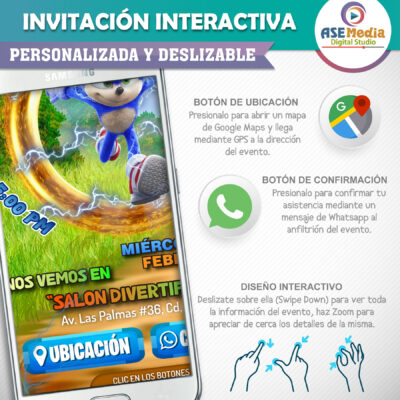 Sonic – Invitación Interactiva de Cumpleaños para WhatsApp