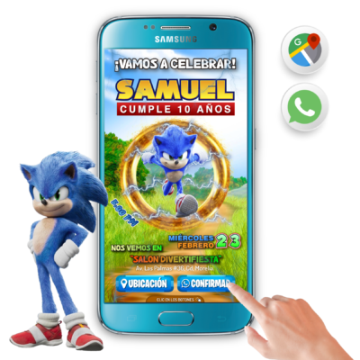 Sonic – Invitación Interactiva de Cumpleaños para WhatsApp