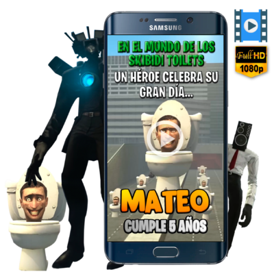 Skibidi Toilet, TV Man, Tv Woman, Titan Speaker Man – Video Invitación Animada de Cumpleaños para WhatsApp