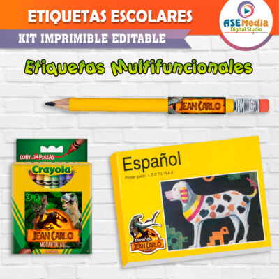 Jurassic World Dominion Etiquetas Escolares Editables