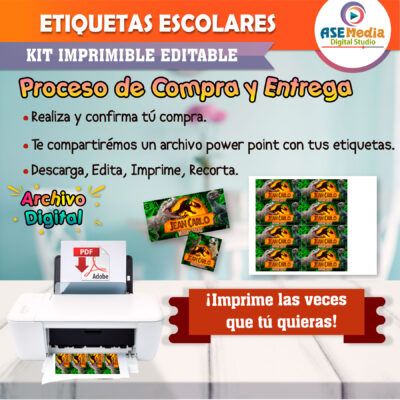 Jurassic World Dominion Etiquetas Escolares Editables