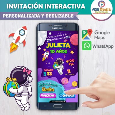 Niño Astronauta – Invitación Interactiva de Cumpleaños para WhatsApp