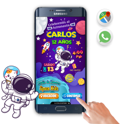 Niño Astronauta – Invitación Interactiva de Cumpleaños para WhatsApp
