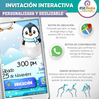 Baby Shower Pingüinos para Niña – Invitación Interactiva para WhatsApp
