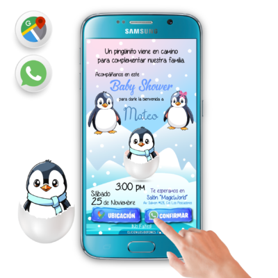 Baby Shower Pingüinos para Niño – Invitación Interactiva para WhatsApp