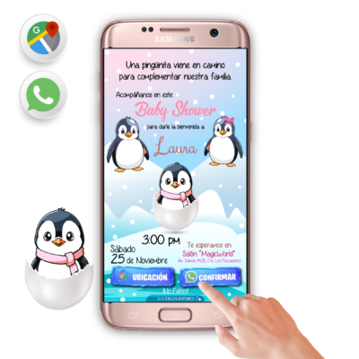 Baby Shower Pingüinos para Niña – Invitación Interactiva para WhatsApp