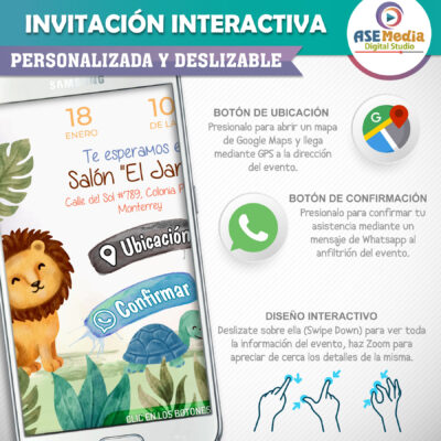 Baby Shower, Animalitos de la Selva 02 – Invitación Interactiva para WhatsApp