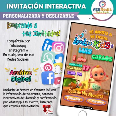 Looloo Kids – Invitación Interactiva de Cumpleaños para WhatsApp