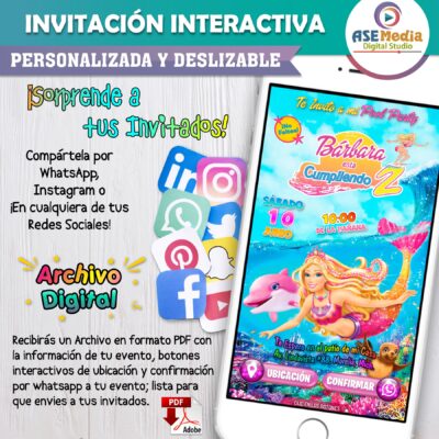 Barbie Rosa – Invitación Interactiva de Cumpleaños para WhatsApp