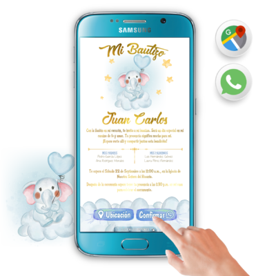 Mi Bautizo Elefantito – Invitación Interactiva para WhatsApp