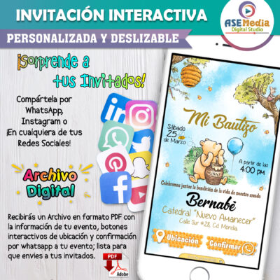 Mi Bautizo Color Rosa Niña – Invitación Interactiva para WhatsApp