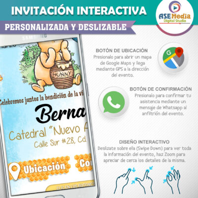 Mi Bautizo Color Rosa Niña – Invitación Interactiva para WhatsApp