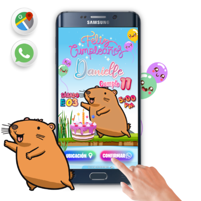 Capybara – Invitación Interactiva de Cumpleaños para WhatsApp