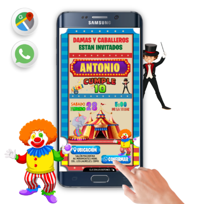 Cumpleaños Circo – Invitación Interactiva de Cumpleaños para WhatsApp