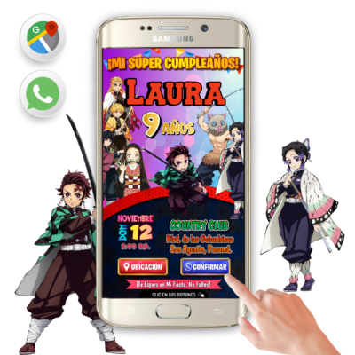 Demon Slayer – Invitación Interactiva de Cumpleaños para WhatsApp