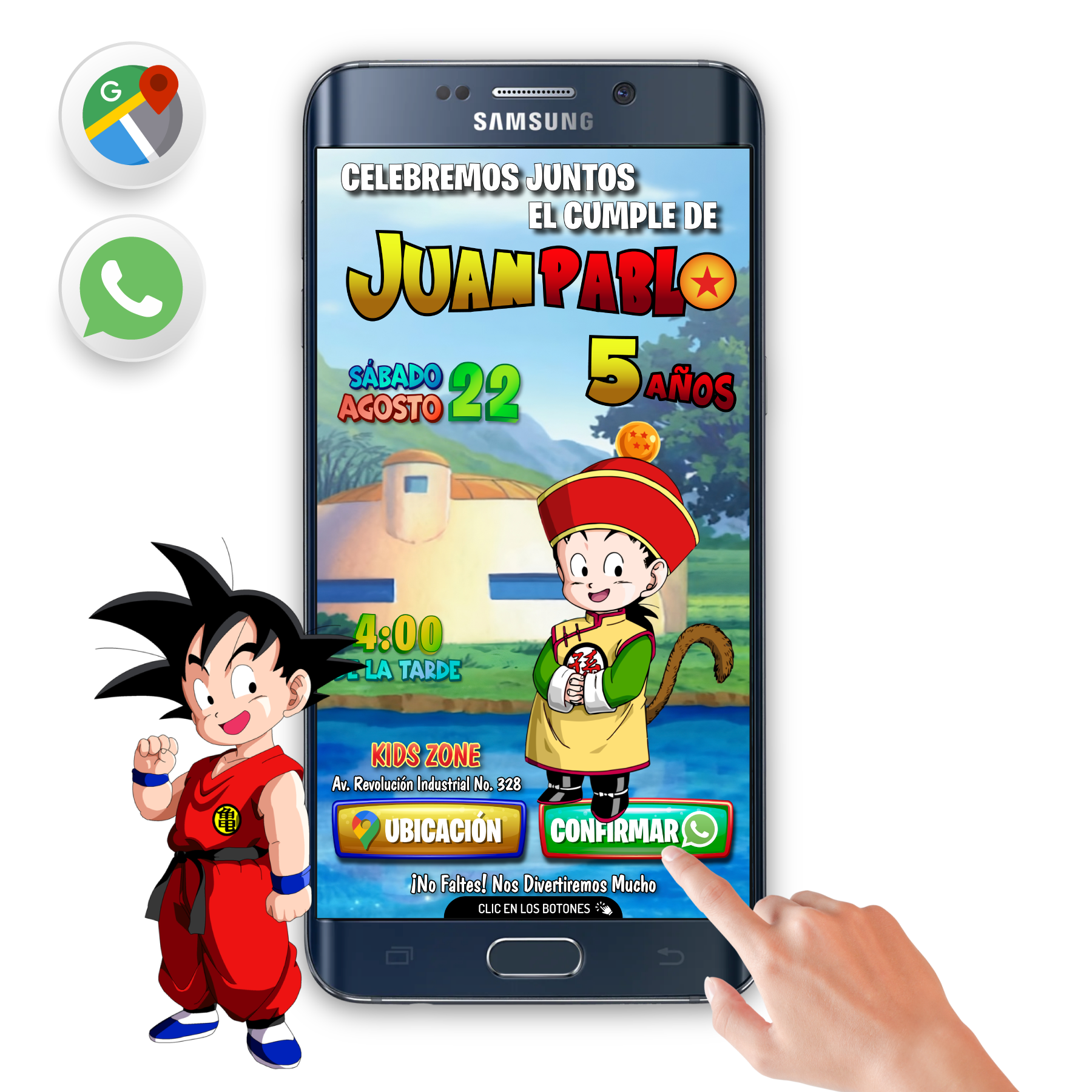 Dragon Ball Z, Gohan – Invitación Interactiva de Cumpleaños para WhatsApp