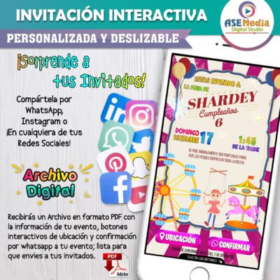 Fiesta Disco- Invitación Interactiva de Cumpleaños para WhatsApp