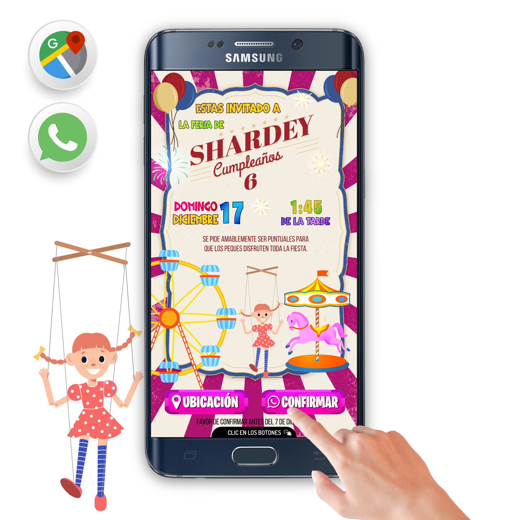 Cumpleaños Feria – Invitación Interactiva de Cumpleaños para WhatsApp