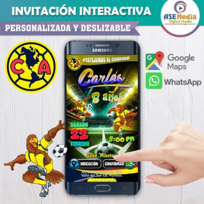 Fútbol Club América- Invitación Interactiva de Cumpleaños para WhatsApp