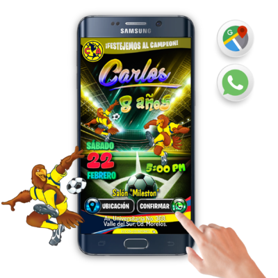 Fútbol Club América- Invitación Interactiva de Cumpleaños para WhatsApp