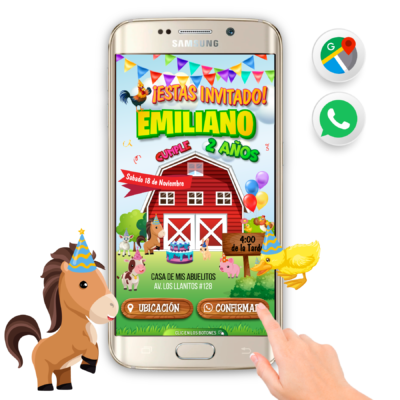 Animalitos de la Granja – Invitación Interactiva de Cumpleaños para WhatsApp