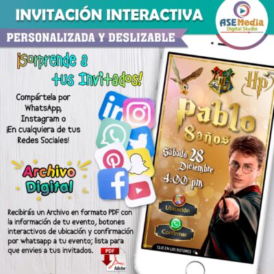 Harry Potter Carta Hogwarts – Invitación Interactiva de Cumpleaños para WhatsApp